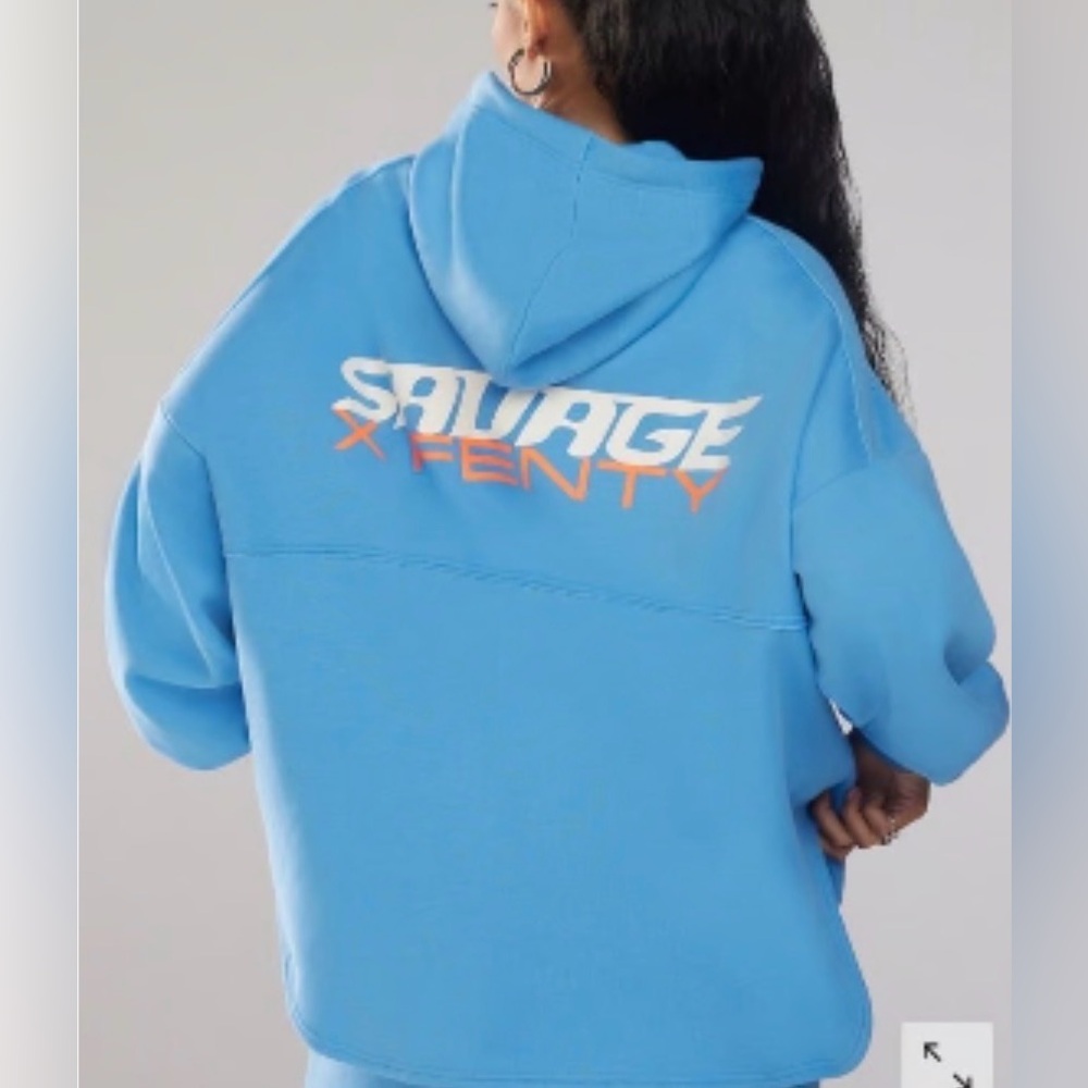 Savage X Fenty Blue Checkered unisex Hoodie